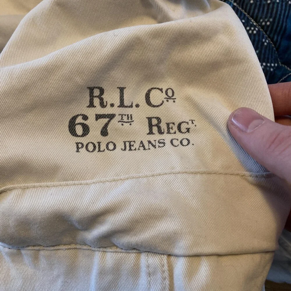 Polo Ralph Lauren Cargo Pants Mens FITS 33x34 Beige Army Military Workwear